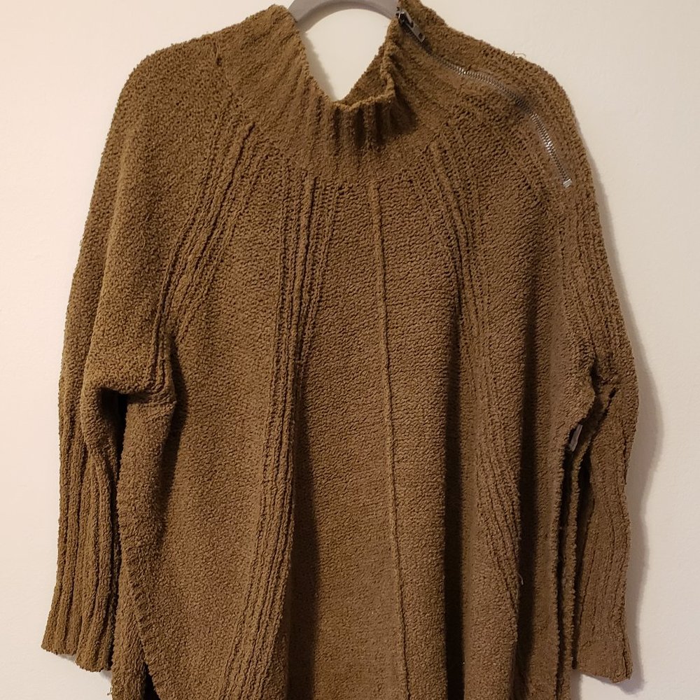 Free People Olive Green Tunic Poncho Sweater